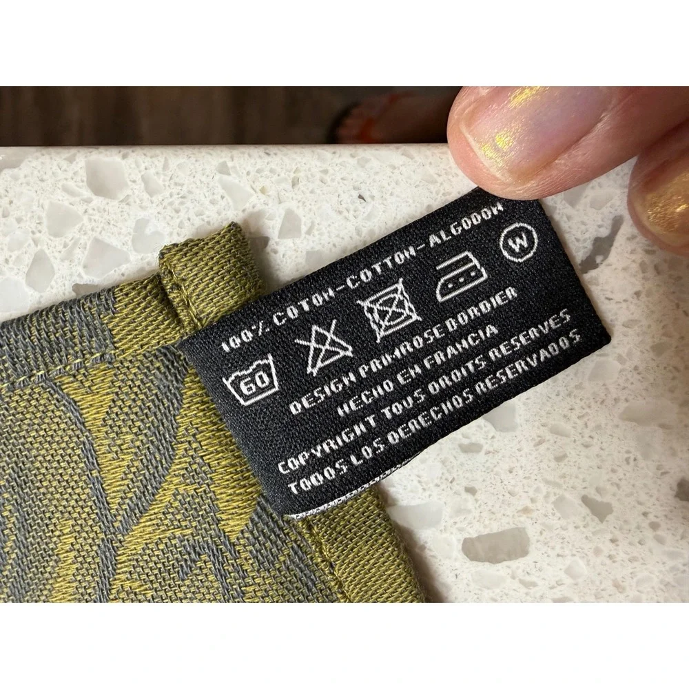 Le Jacquard Francais NEW Tea Towel Moss Sous Bois Fruit Olive/Navy Cotton 31x24